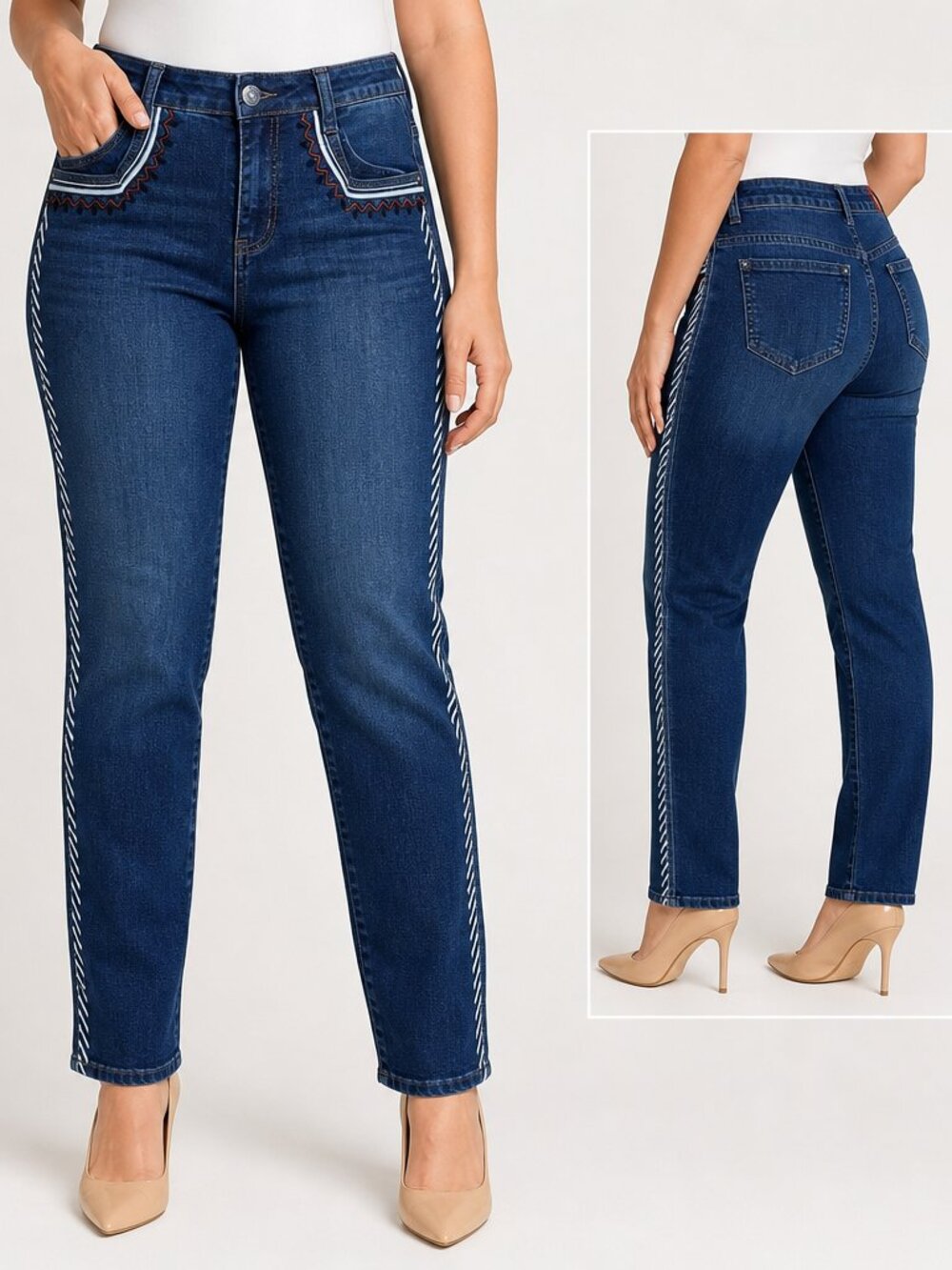 V Cristina Embroidered Straight Leg Jeans Size 10 Festival Denim Boho Chic